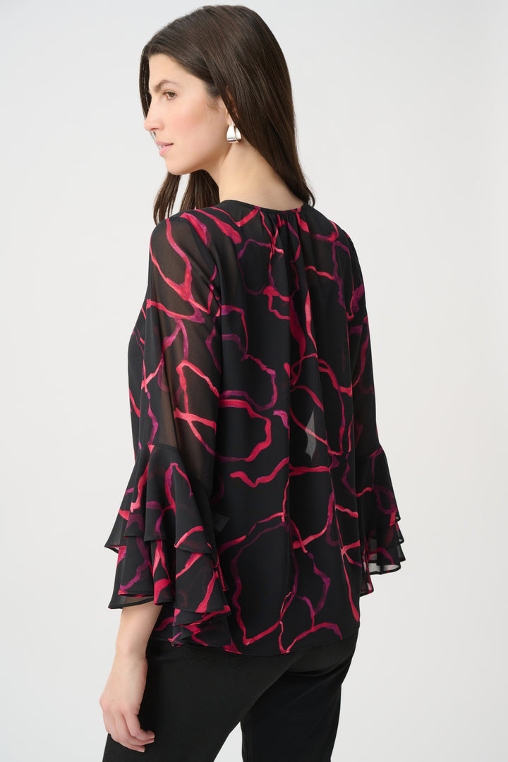 Floral Chiffon Tie-Neck Top 264115