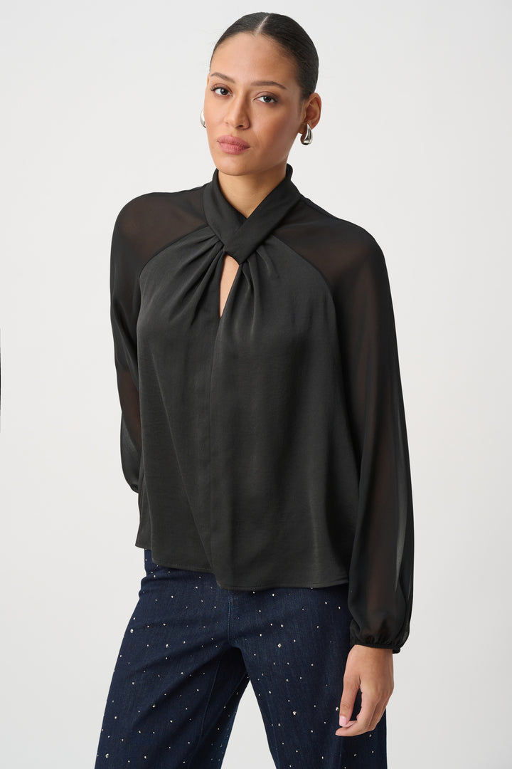 Satin Top With Chiffon Sleeves 264119