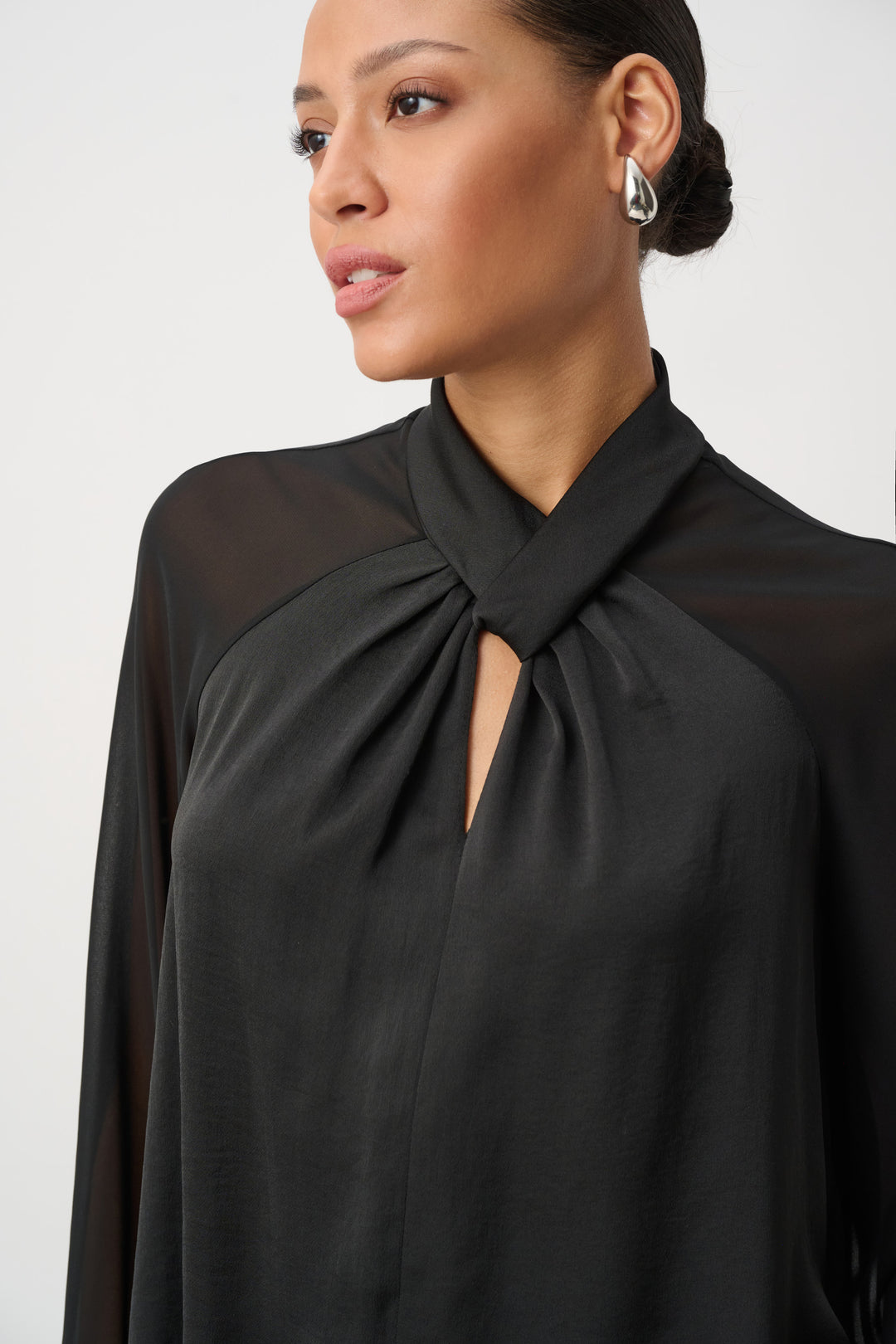 Satin Top With Chiffon Sleeves 264119