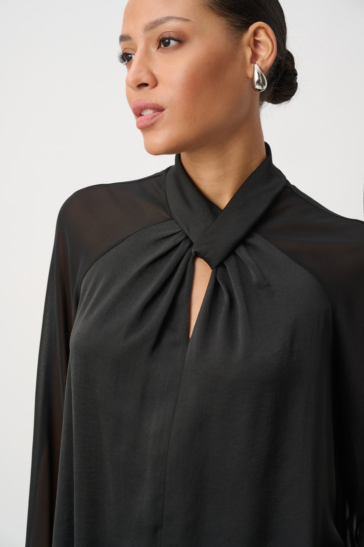Satin Top With Chiffon Sleeves 264119
