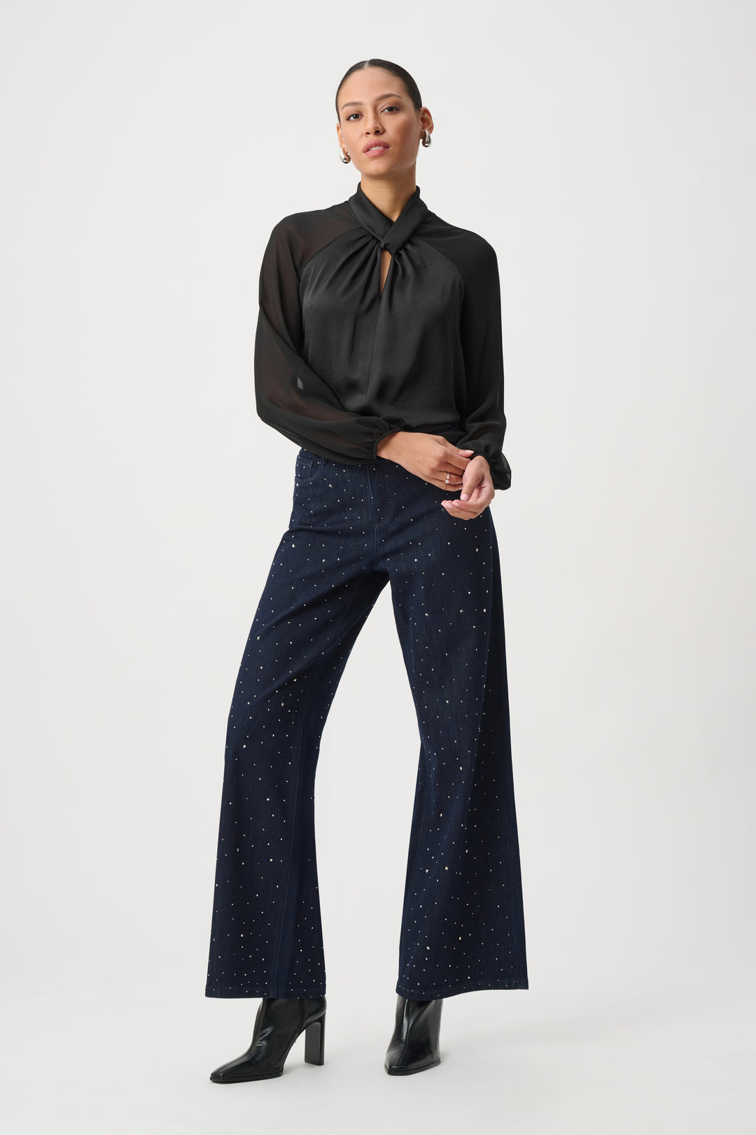Satin Top With Chiffon Sleeves 264119