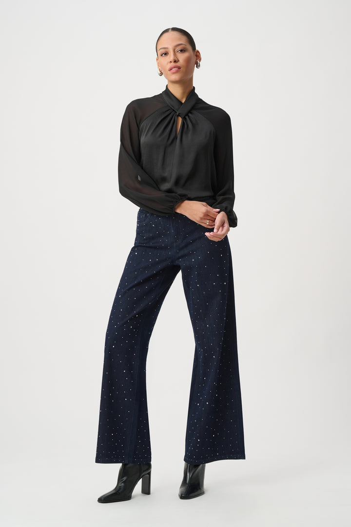 Satin Top With Chiffon Sleeves 264119