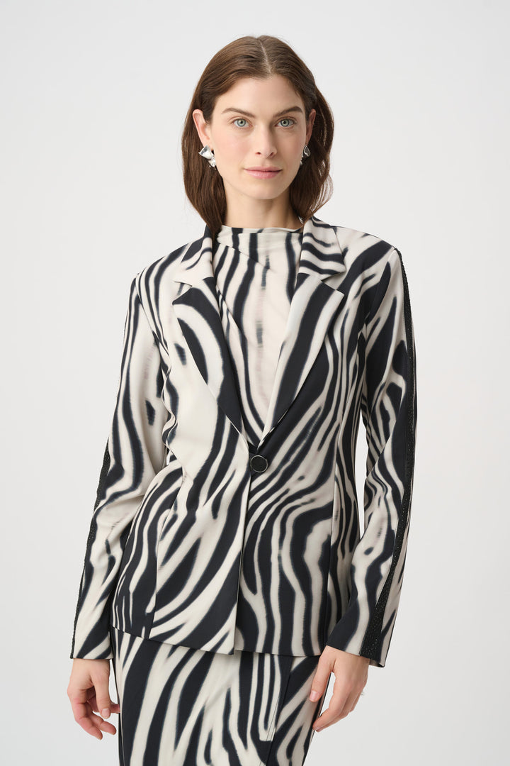 Animal Print Blazer With Rhinestone 264129