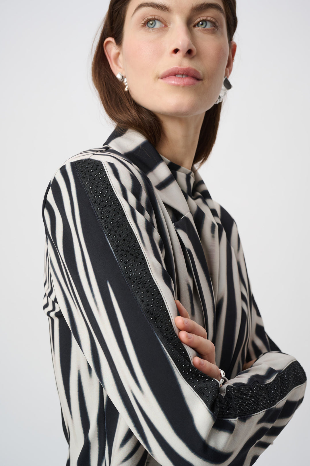 Animal Print Blazer With Rhinestone 264129