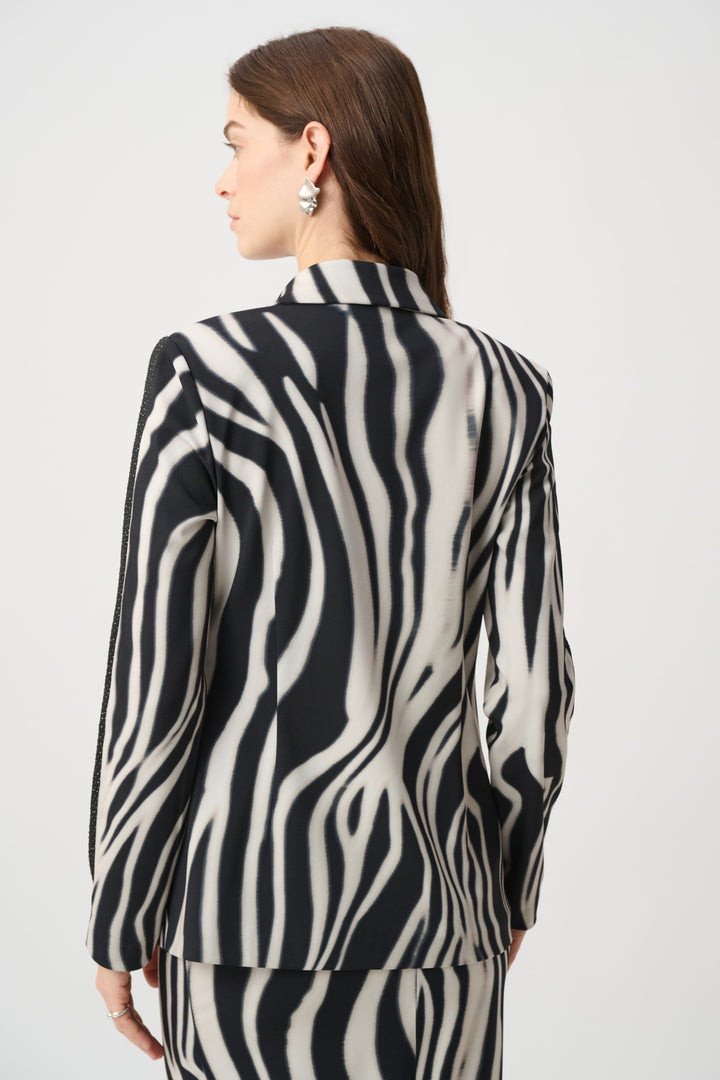 Animal Print Blazer With Rhinestone 264129