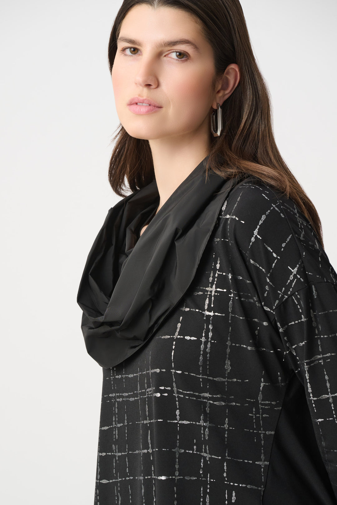 Plaid Cowl Collar Top 264131