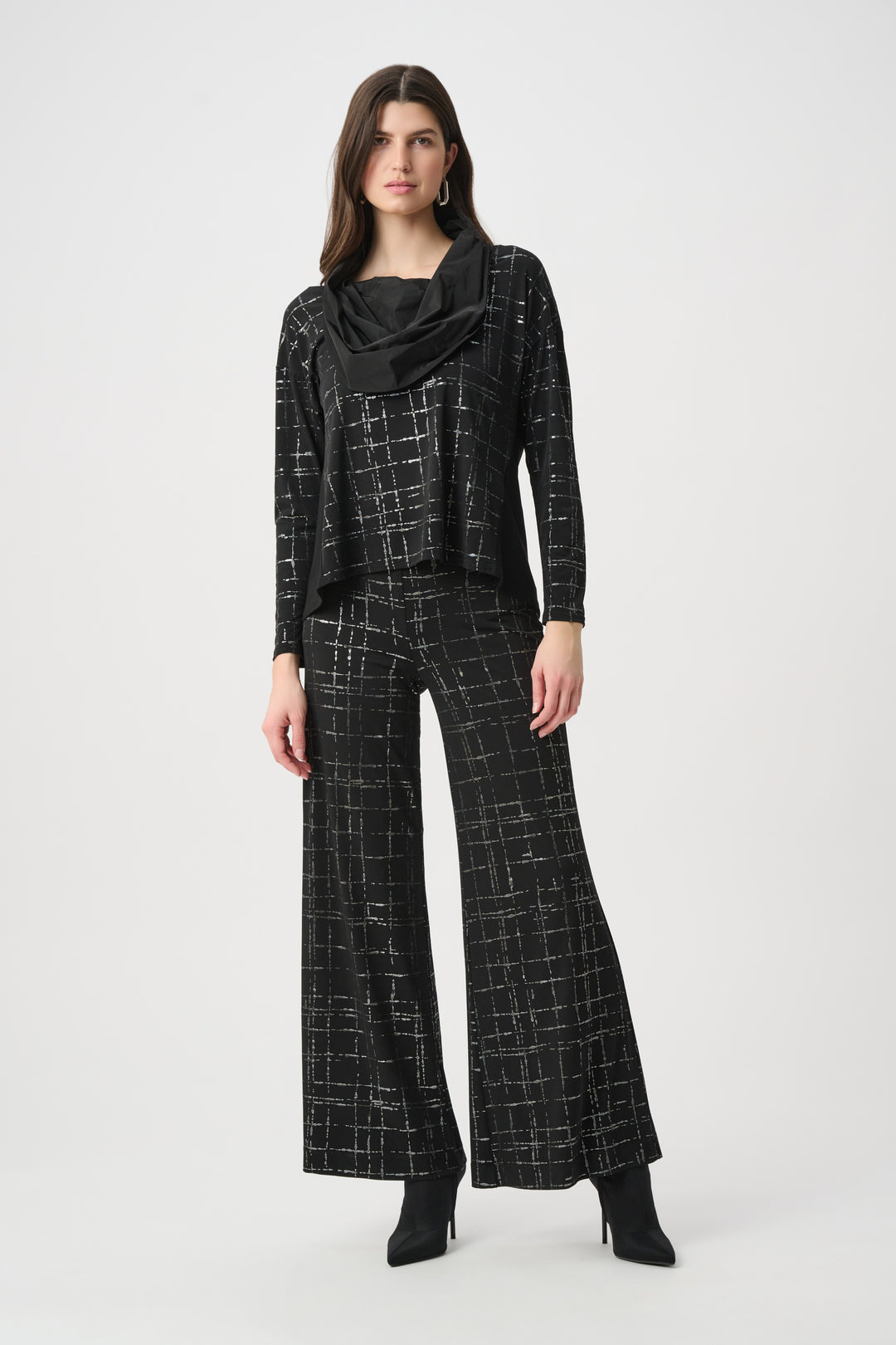 Plaid Cowl Collar Top 264131