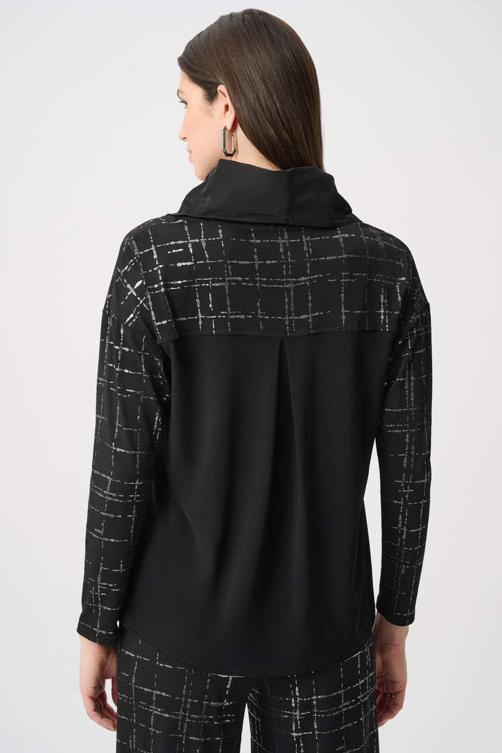 Plaid Cowl Collar Top 264131
