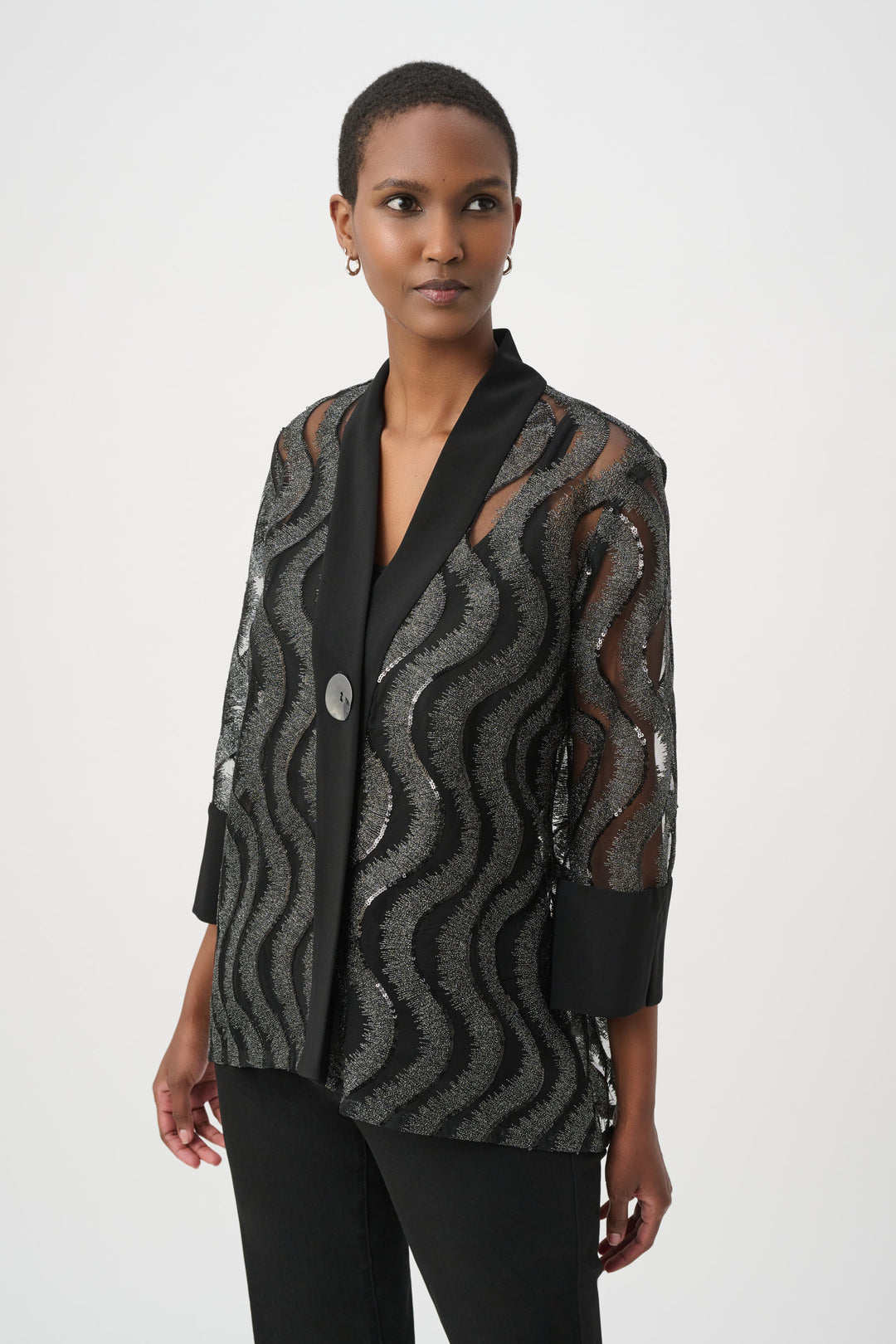 Sequin Embroidered Swing Jacket 264138