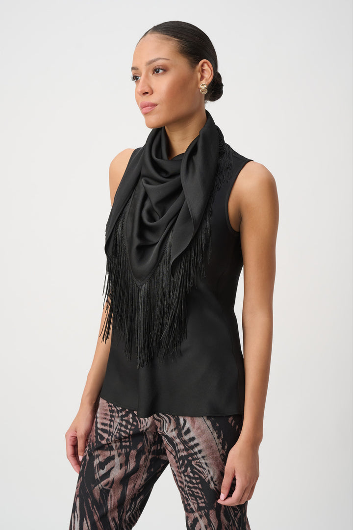 Fringed Recycled Satin Scarf Top 264147