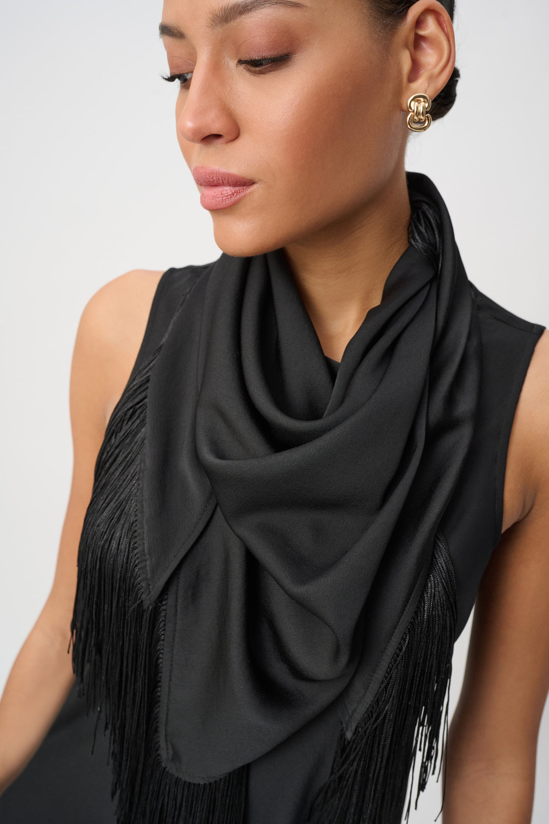 Fringed Recycled Satin Scarf Top 264147