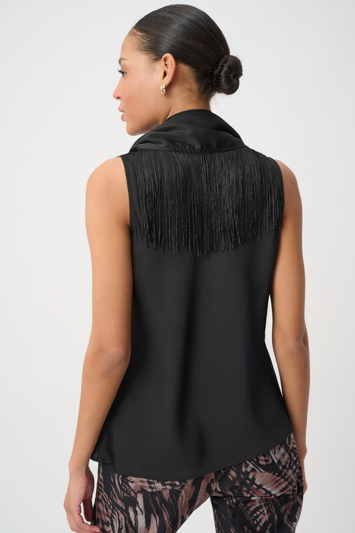 Fringed Recycled Satin Scarf Top 264147