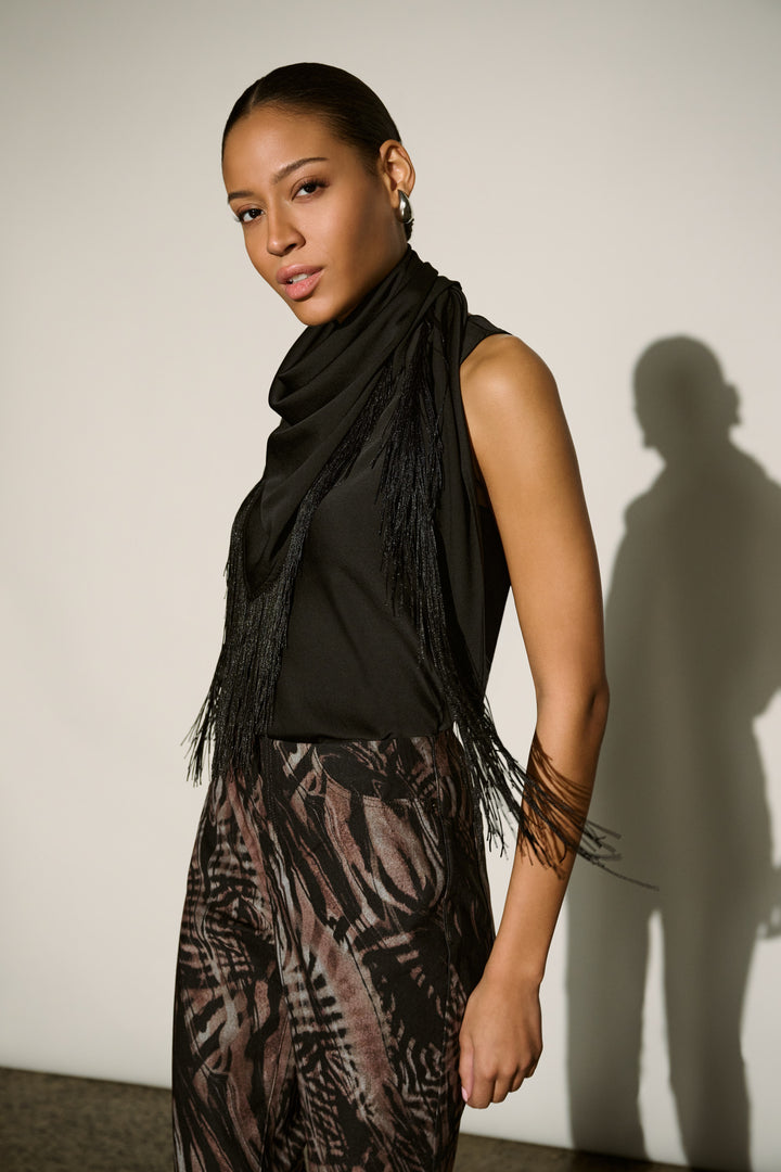 Fringed Recycled Satin Scarf Top 264147