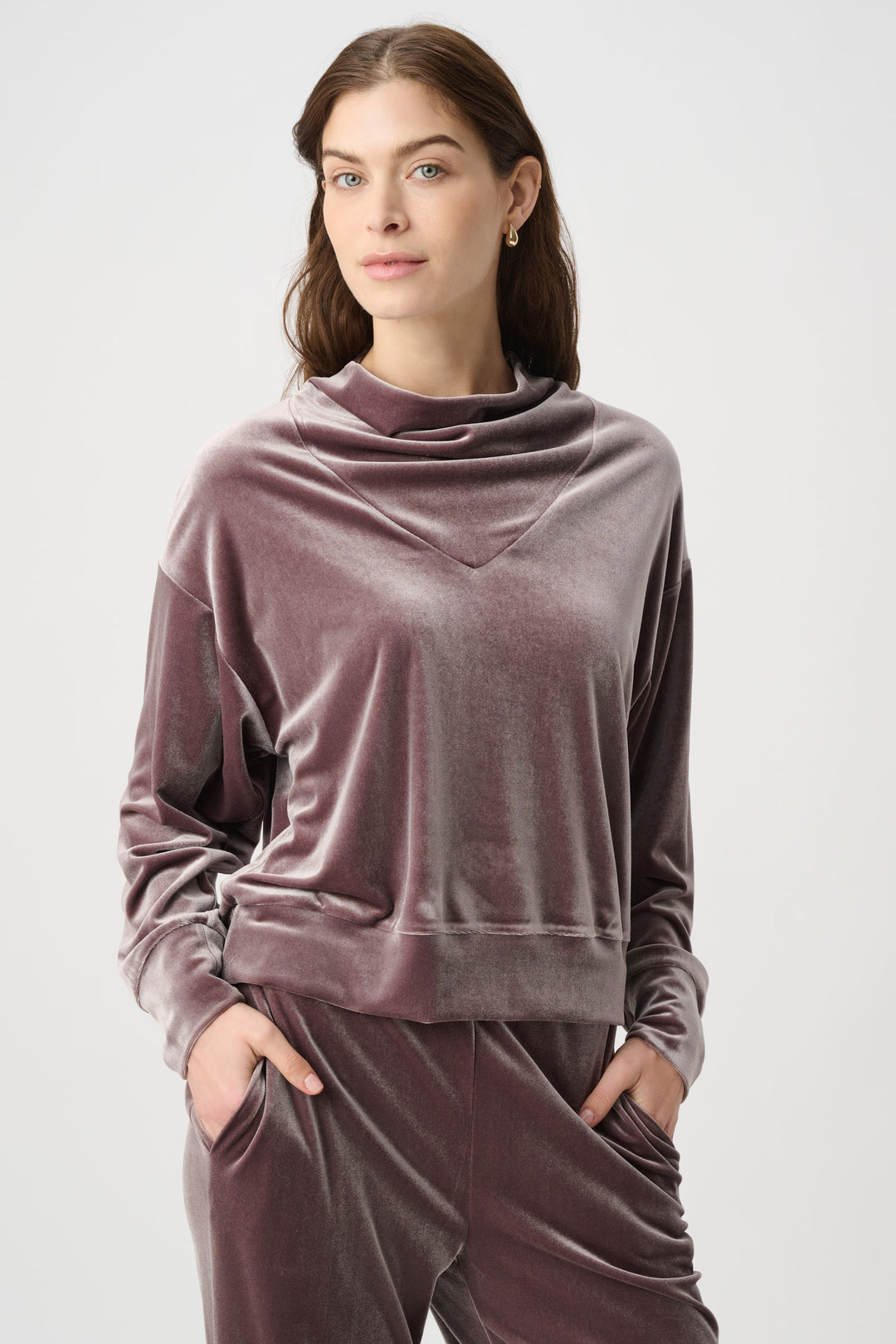 Velvet Cowl Collar Top 264148