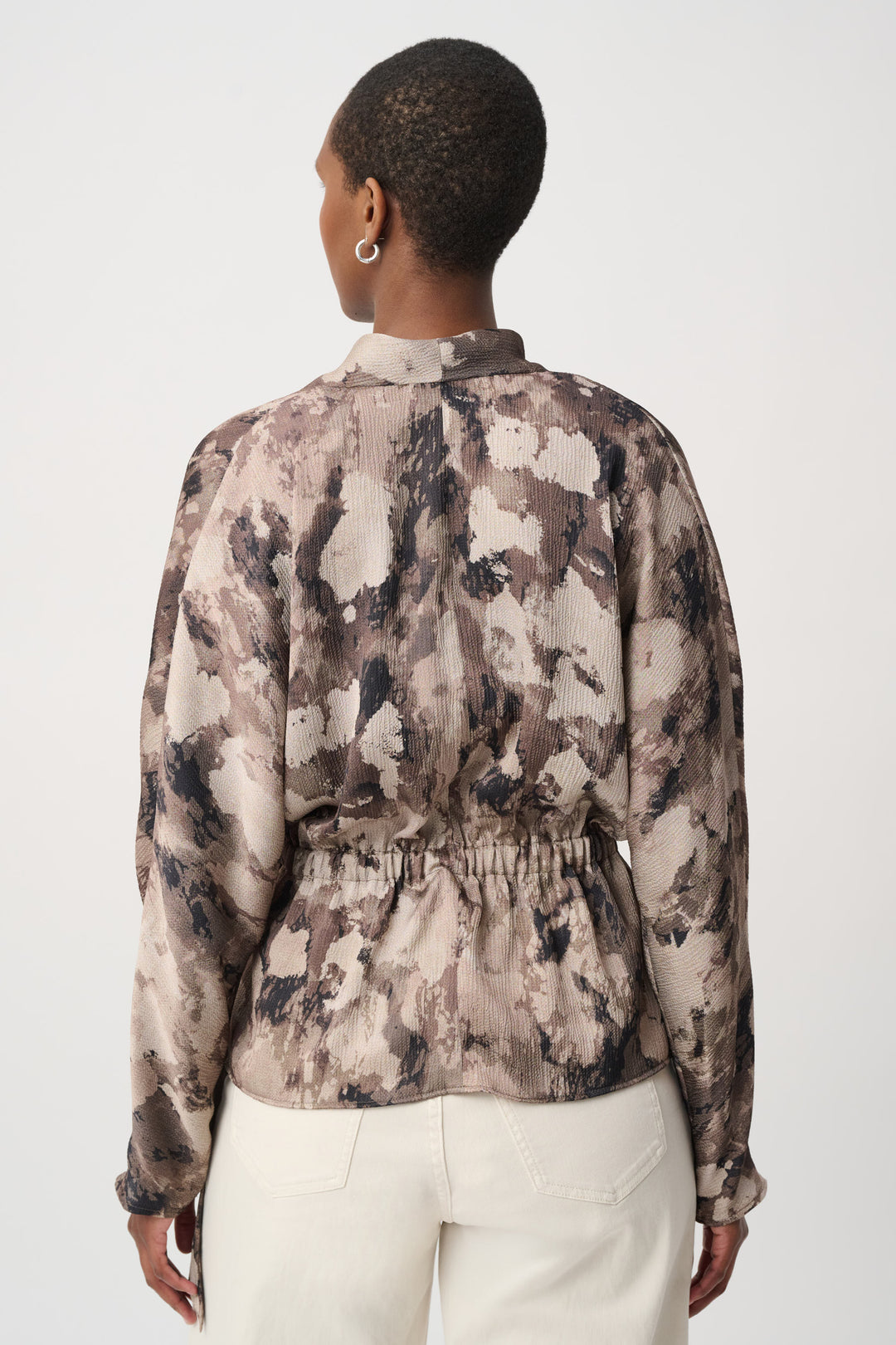 Abstract Print Satin Wrap Top 264149