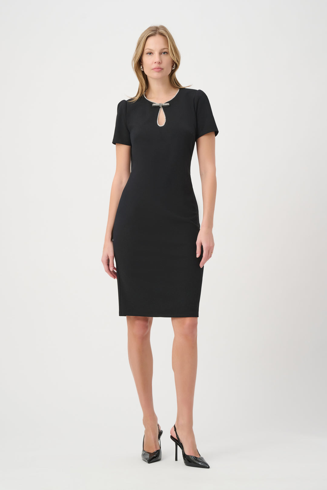 Embellished Bow Neckline Sheath Dress 264162