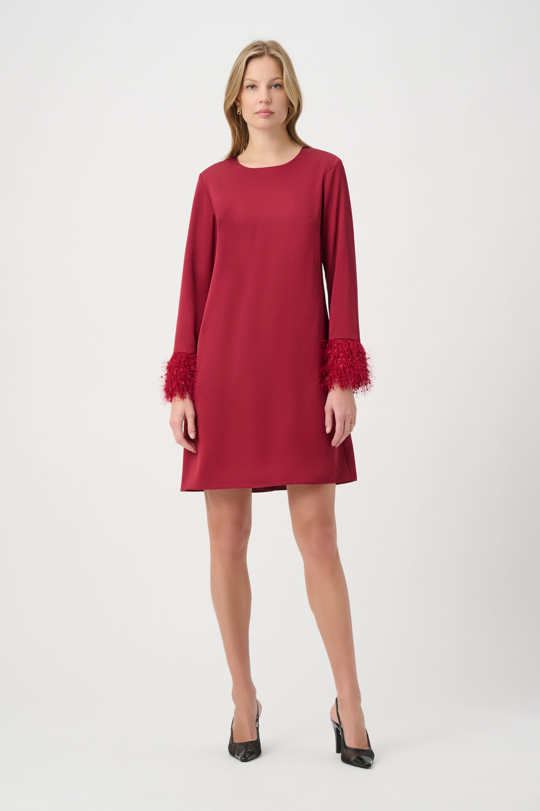 Recycled Satin Dress With Fringed Cuff 264176