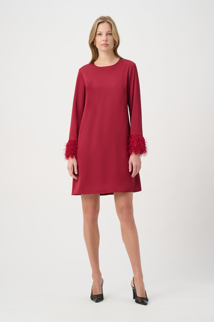 Recycled Satin Dress With Fringed Cuff 264176