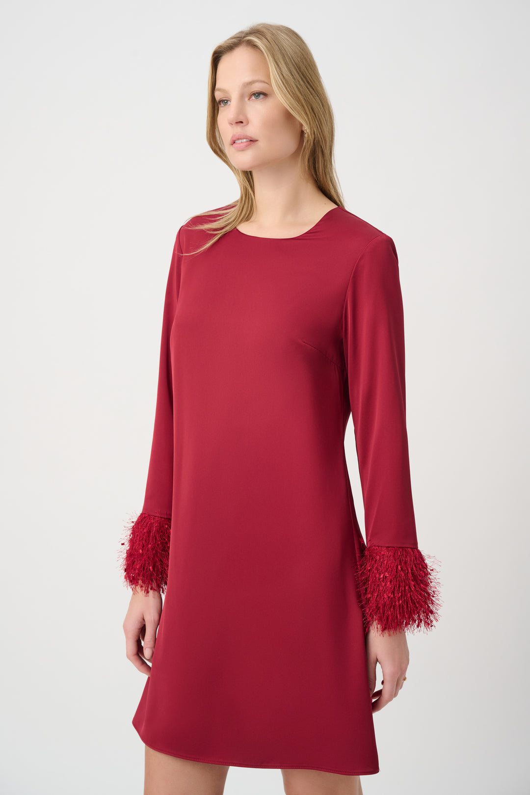 Recycled Satin Dress With Fringed Cuff 264176