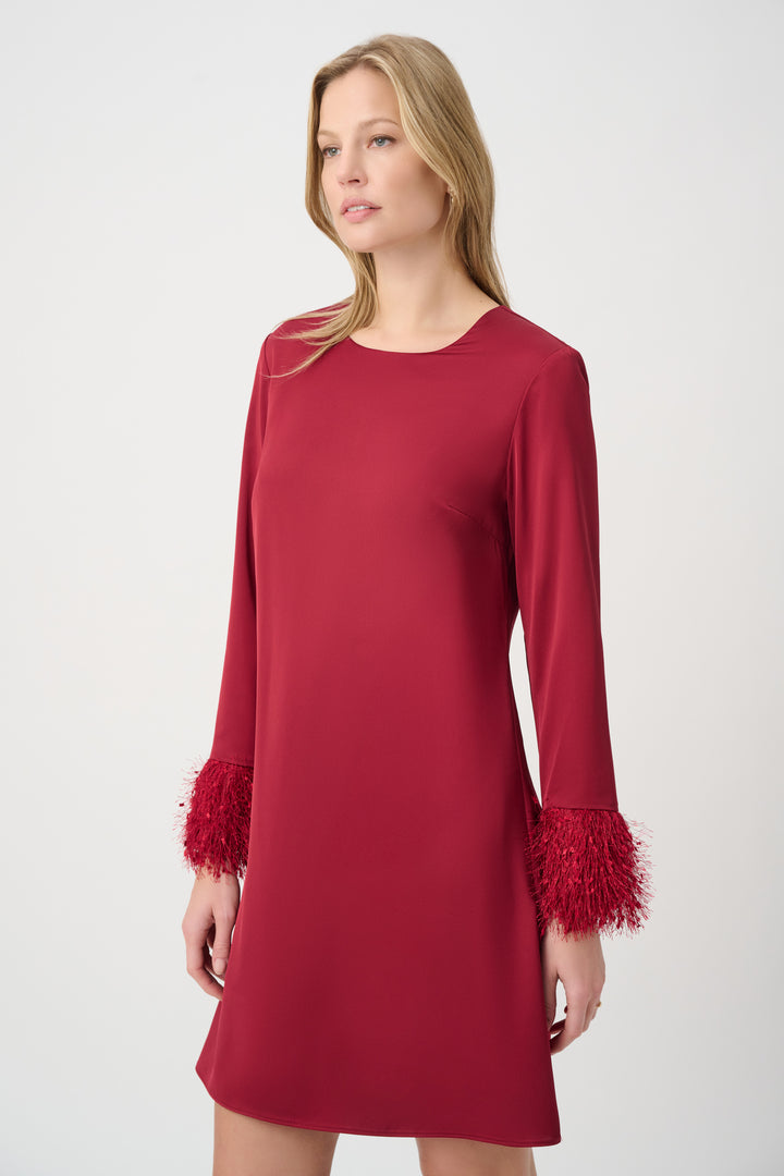 Recycled Satin Dress With Fringed Cuff 264176