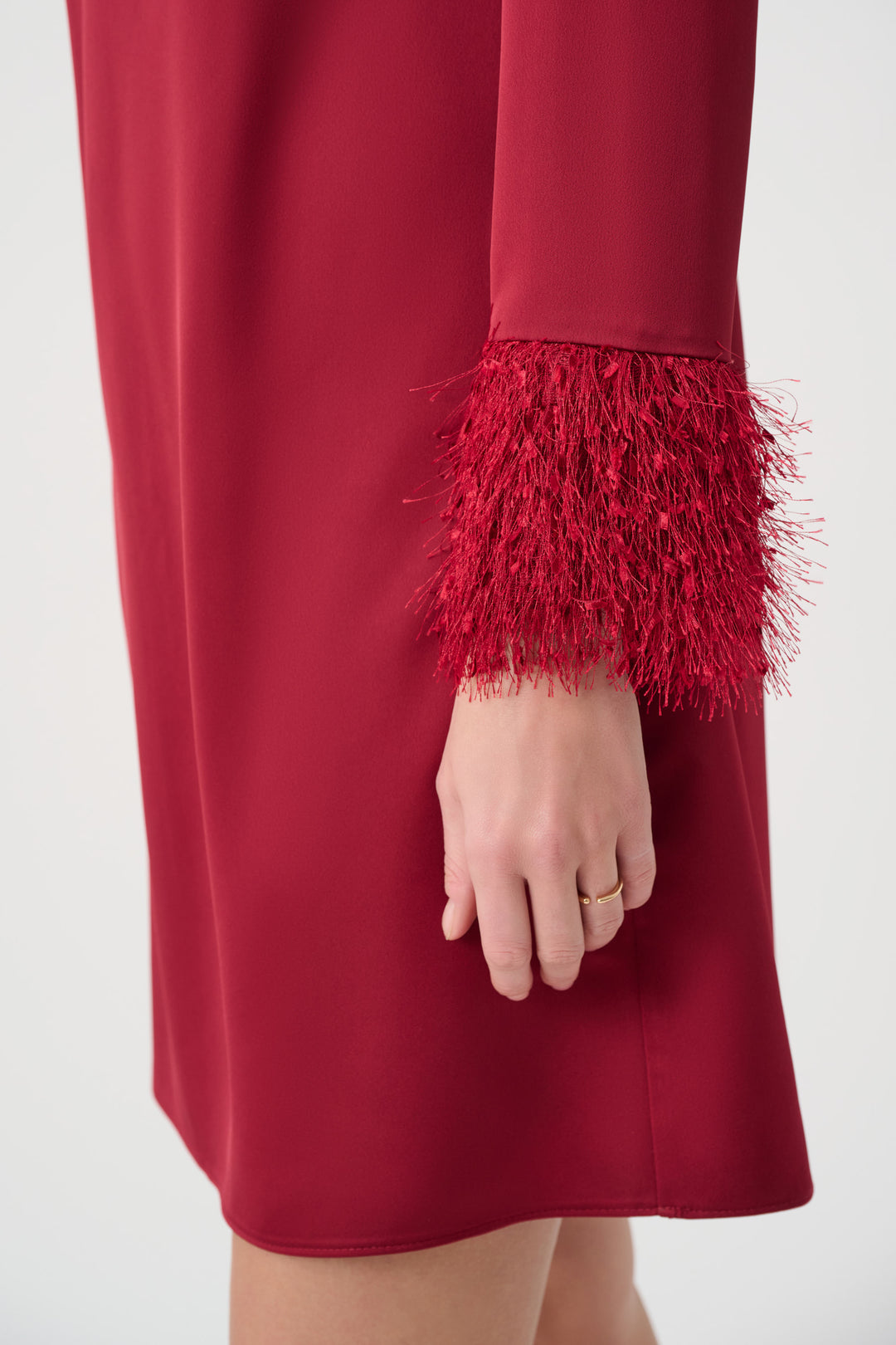 Recycled Satin Dress With Fringed Cuff 264176