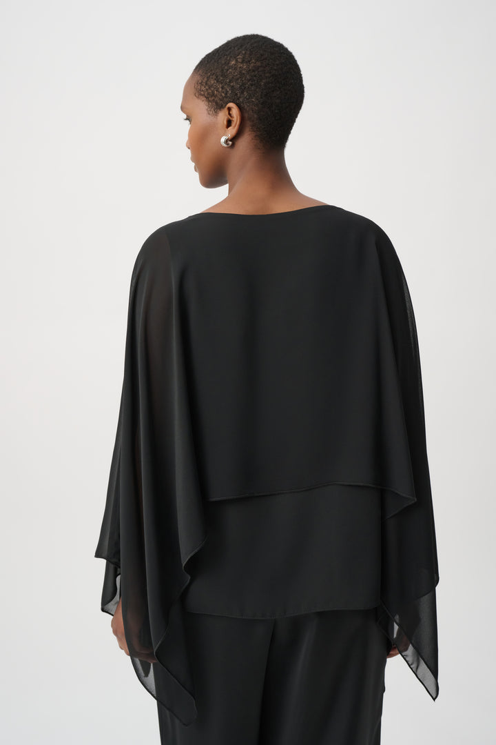 Rhinestone-Embellished Chiffon Poncho 264177