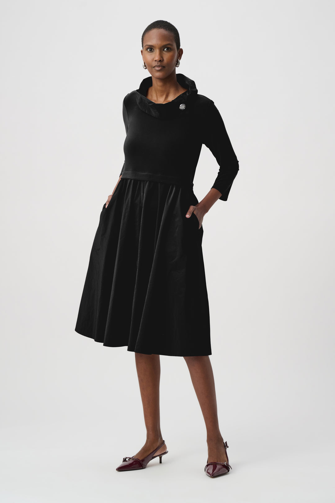Shawl Collar Fit & Flare Dress 264184