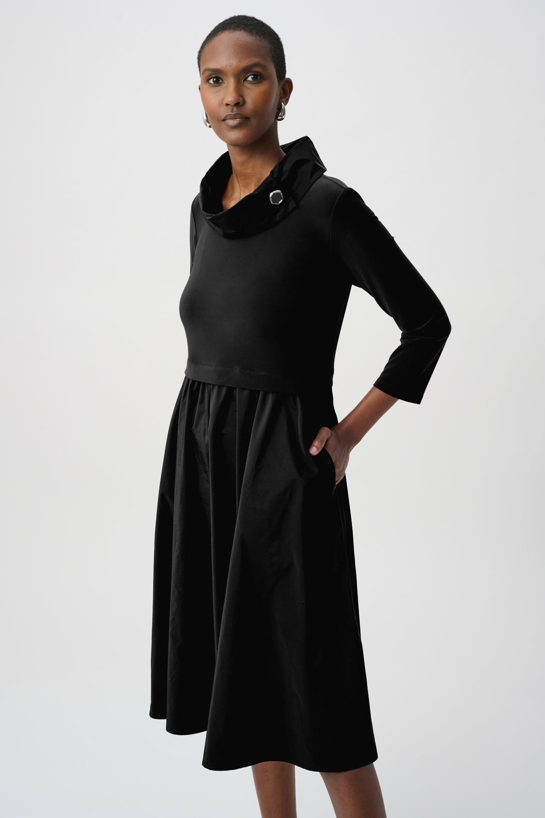 Shawl Collar Fit & Flare Dress 264184