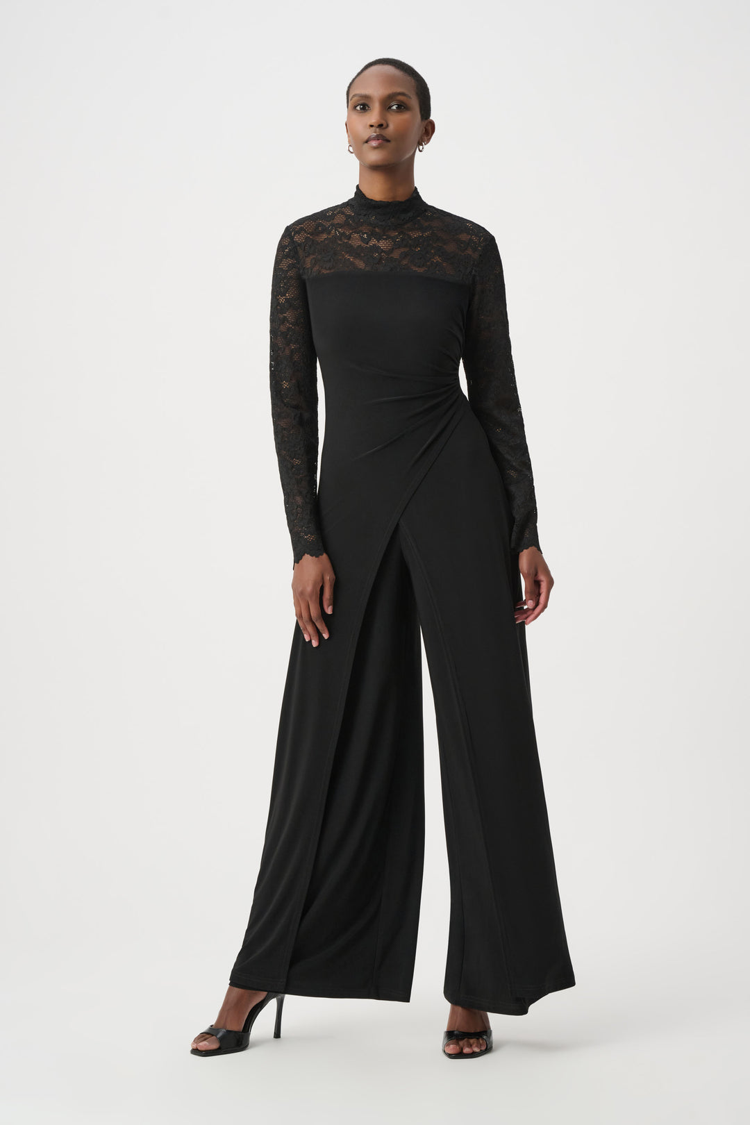 Sheer Lace Sleeve Wide-Leg Jumpsuit 264196