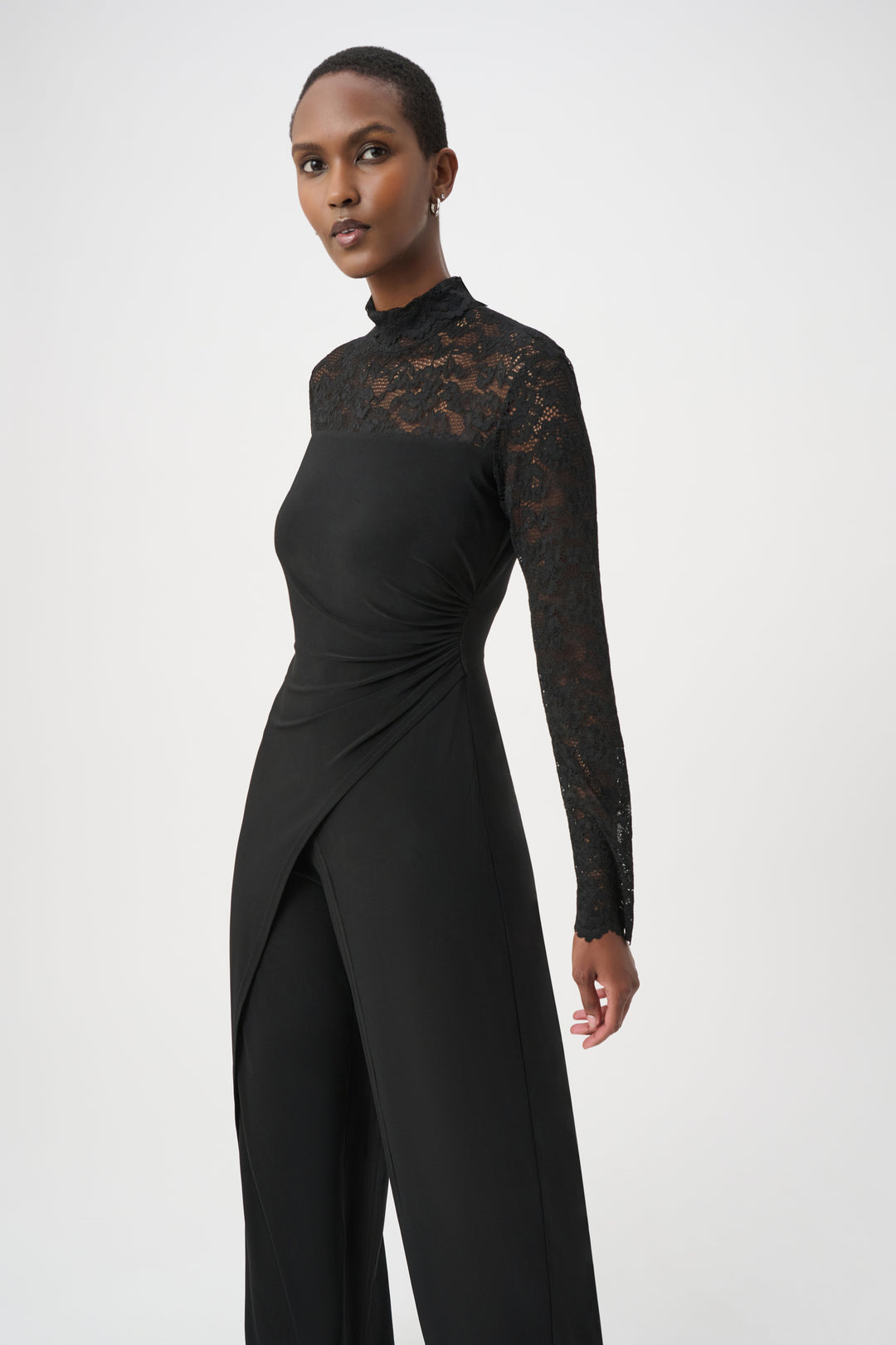 Sheer Lace Sleeve Wide-Leg Jumpsuit 264196