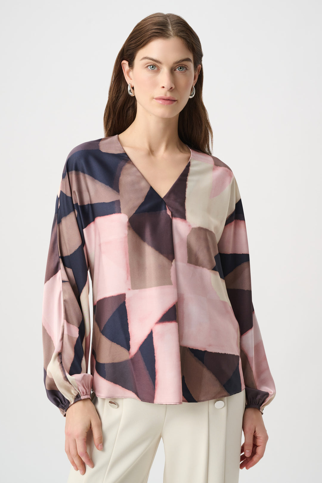 Geometric Print Recycled Satin Top 264197