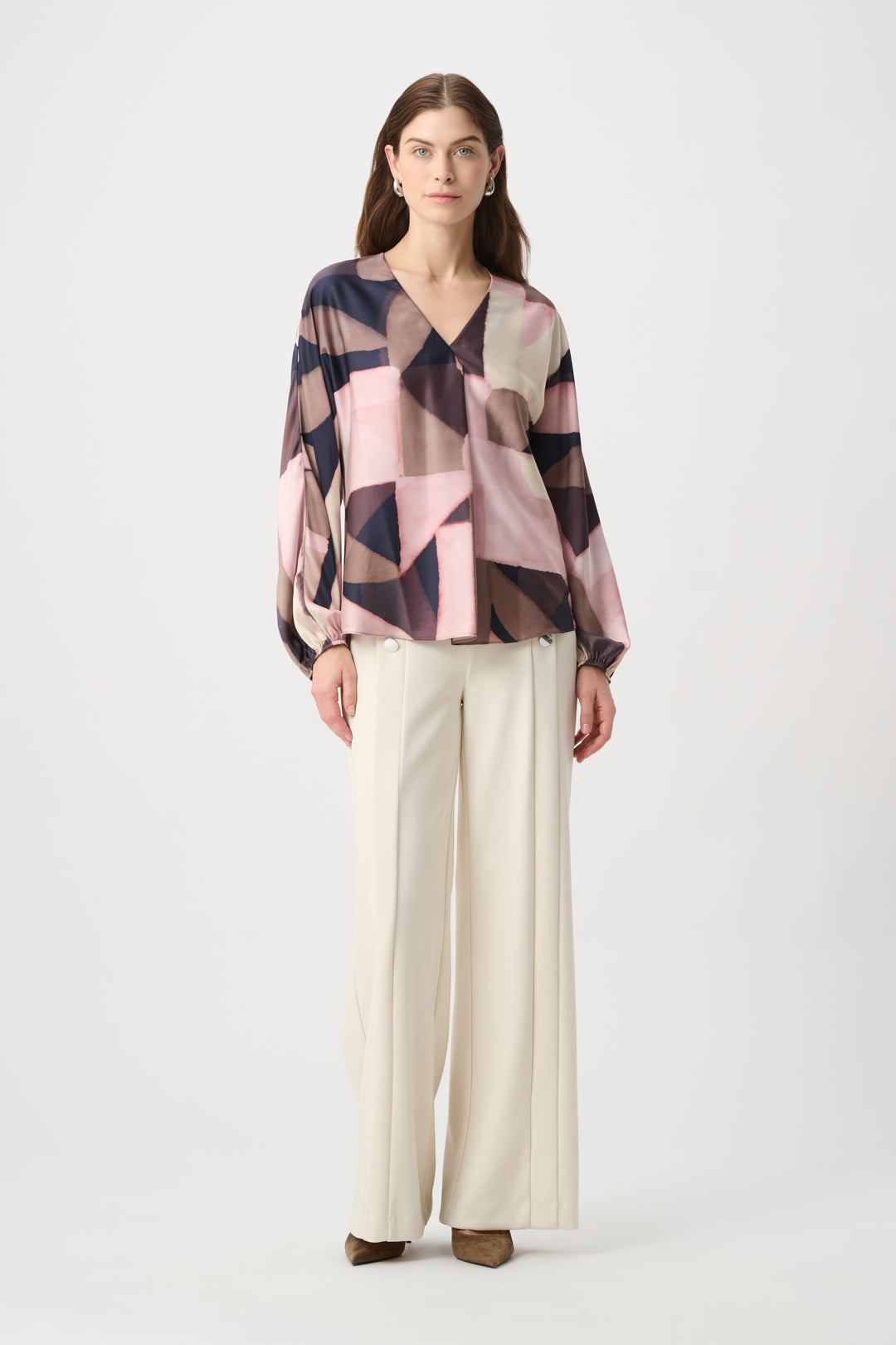 Geometric Print Recycled Satin Top 264197