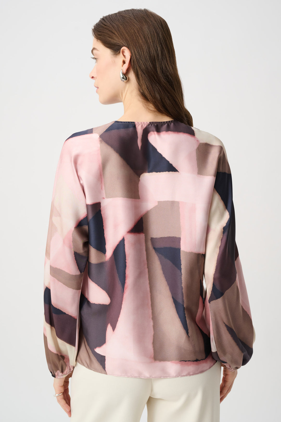 Geometric Print Recycled Satin Top 264197