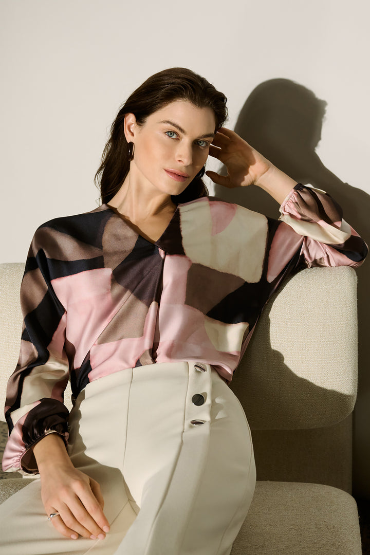 Geometric Print Recycled Satin Top 264197