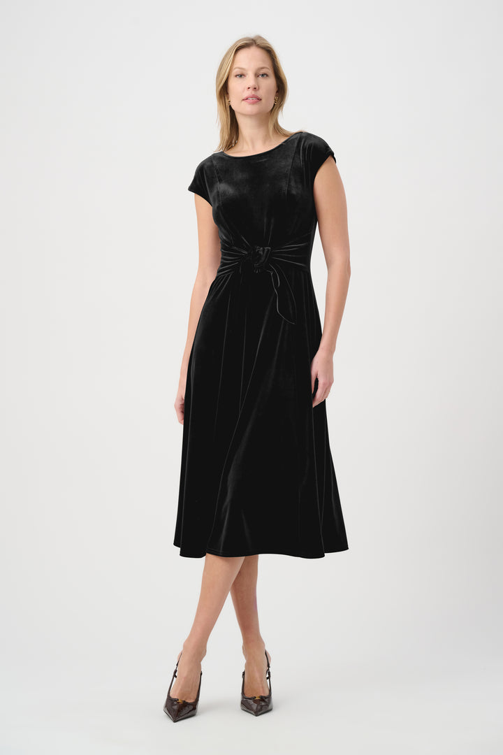 Velvet Fit & Flare Belted Dress 264209