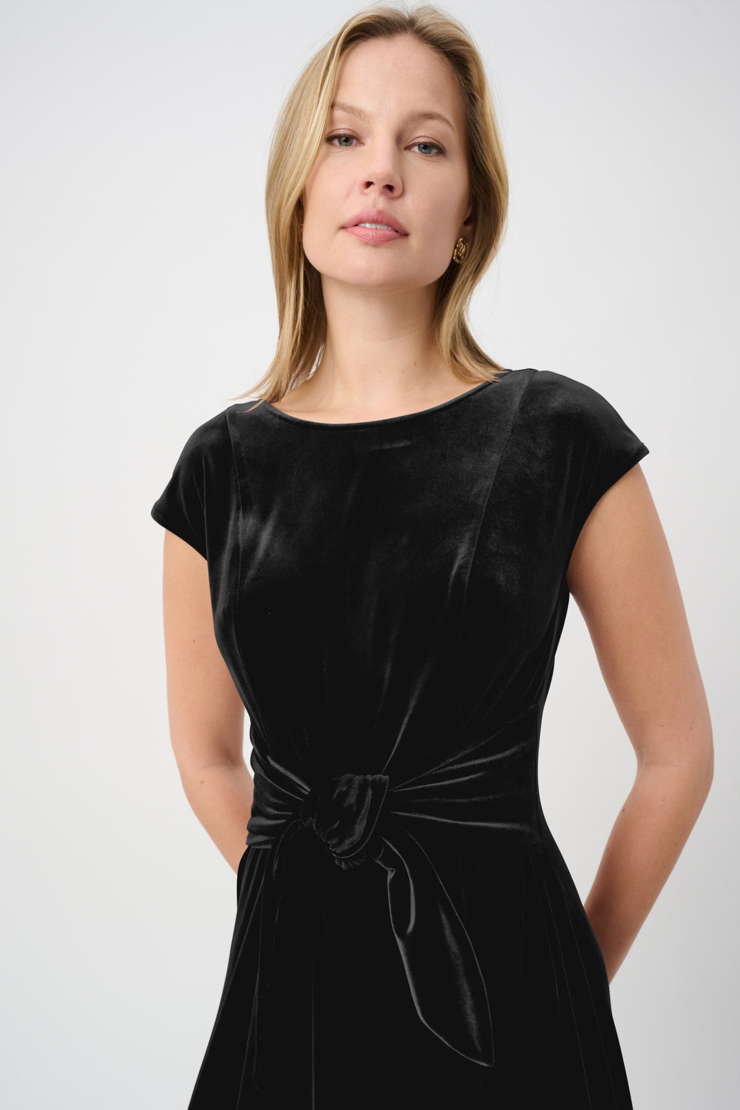 Velvet Fit & Flare Belted Dress 264209
