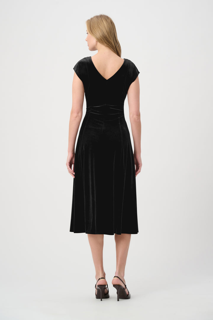 Velvet Fit & Flare Belted Dress 264209
