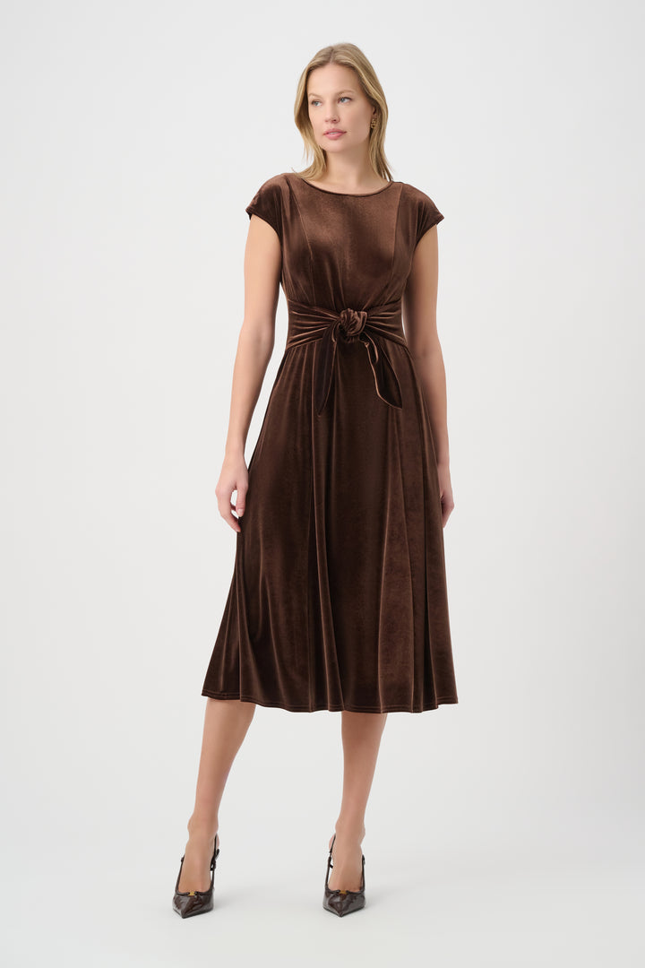 Velvet Fit & Flare Belted Dress 264209