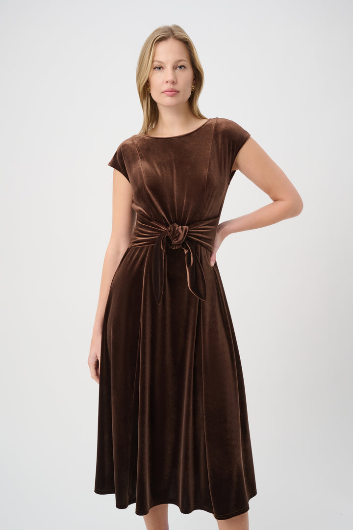 Velvet Fit & Flare Belted Dress 264209