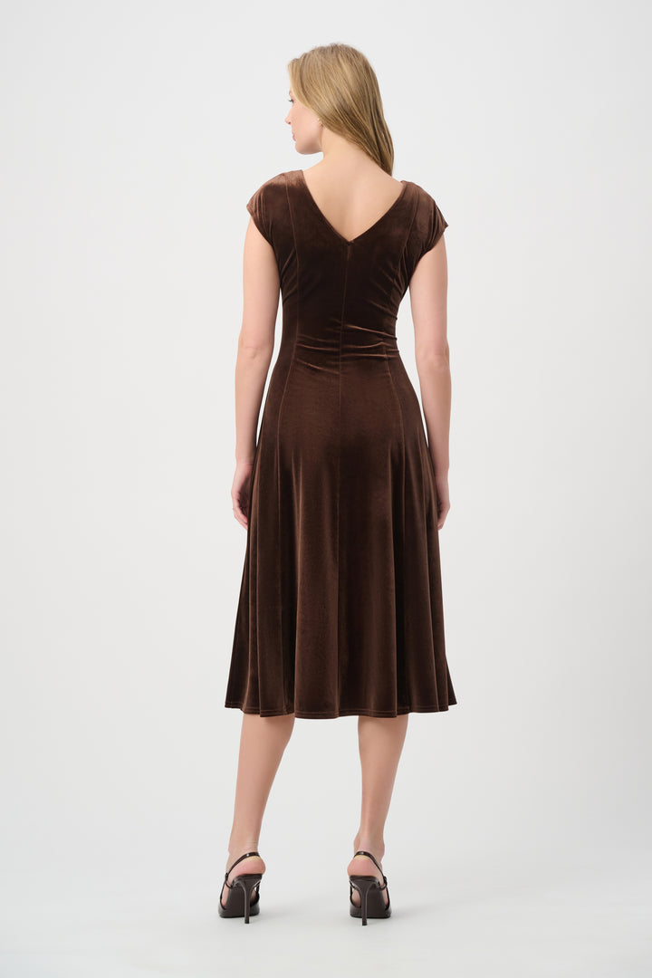 Velvet Fit & Flare Belted Dress 264209