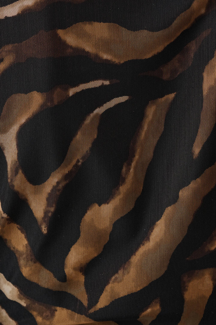 Animal Print Mesh Sheath Dress 264211