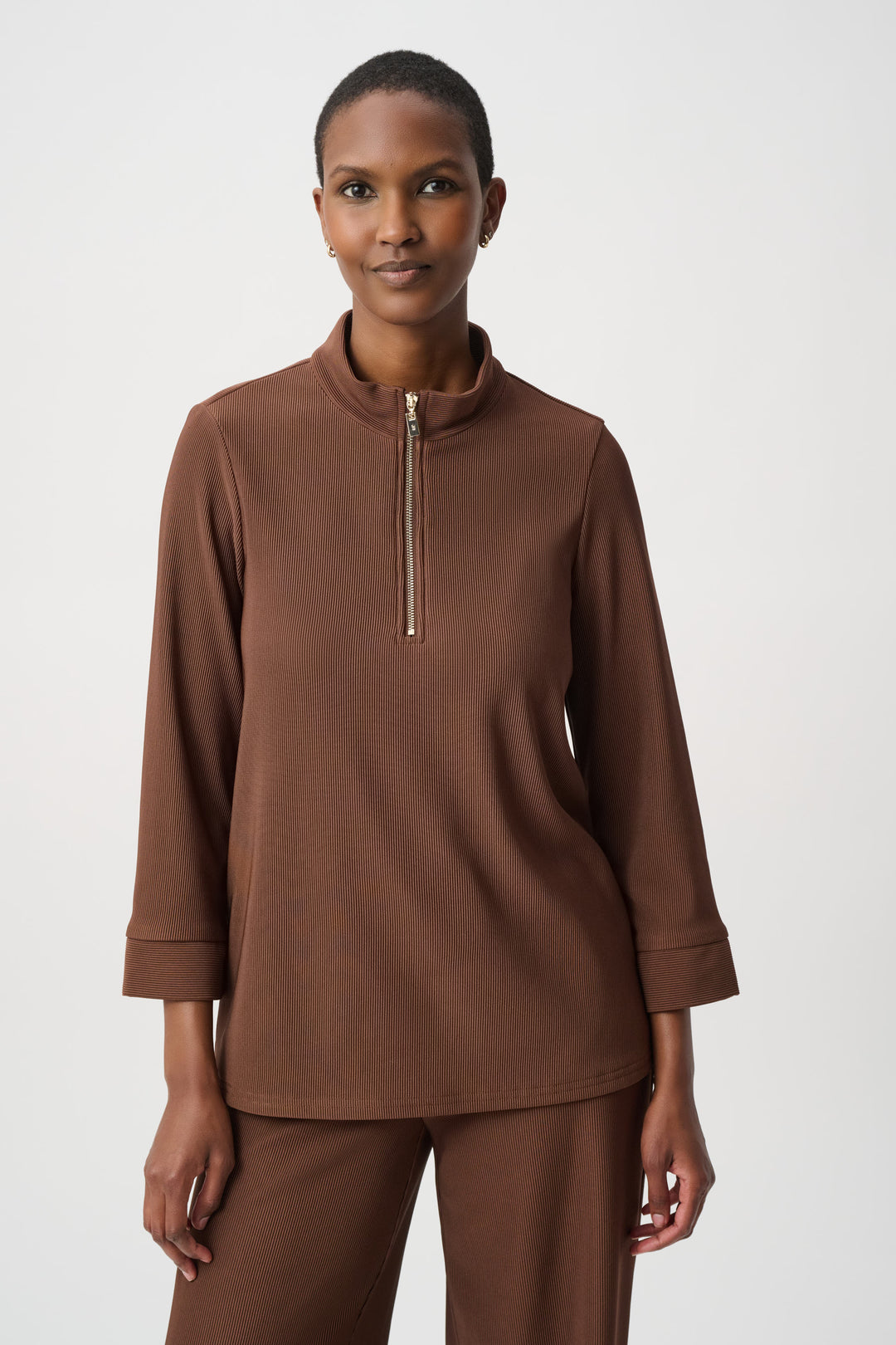 Rib Knit Half Zip Top 264602