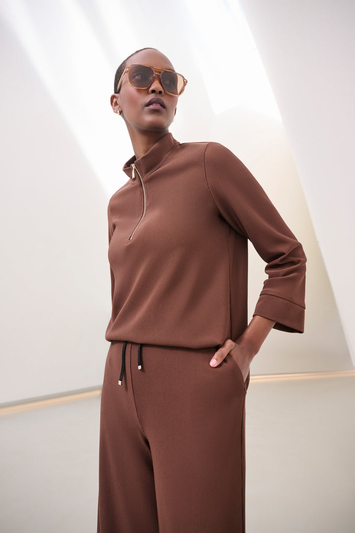Rib Knit Half Zip Top 264602