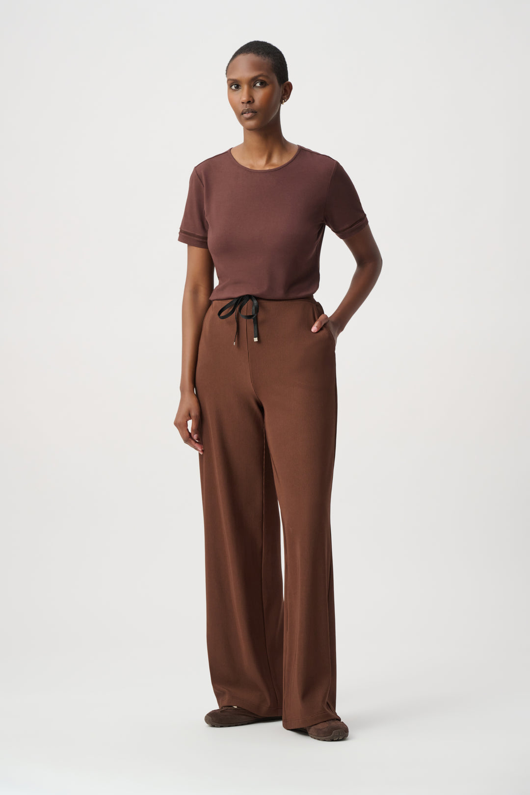 Rib Knit Wide-Leg Pull-On Pants 264603
