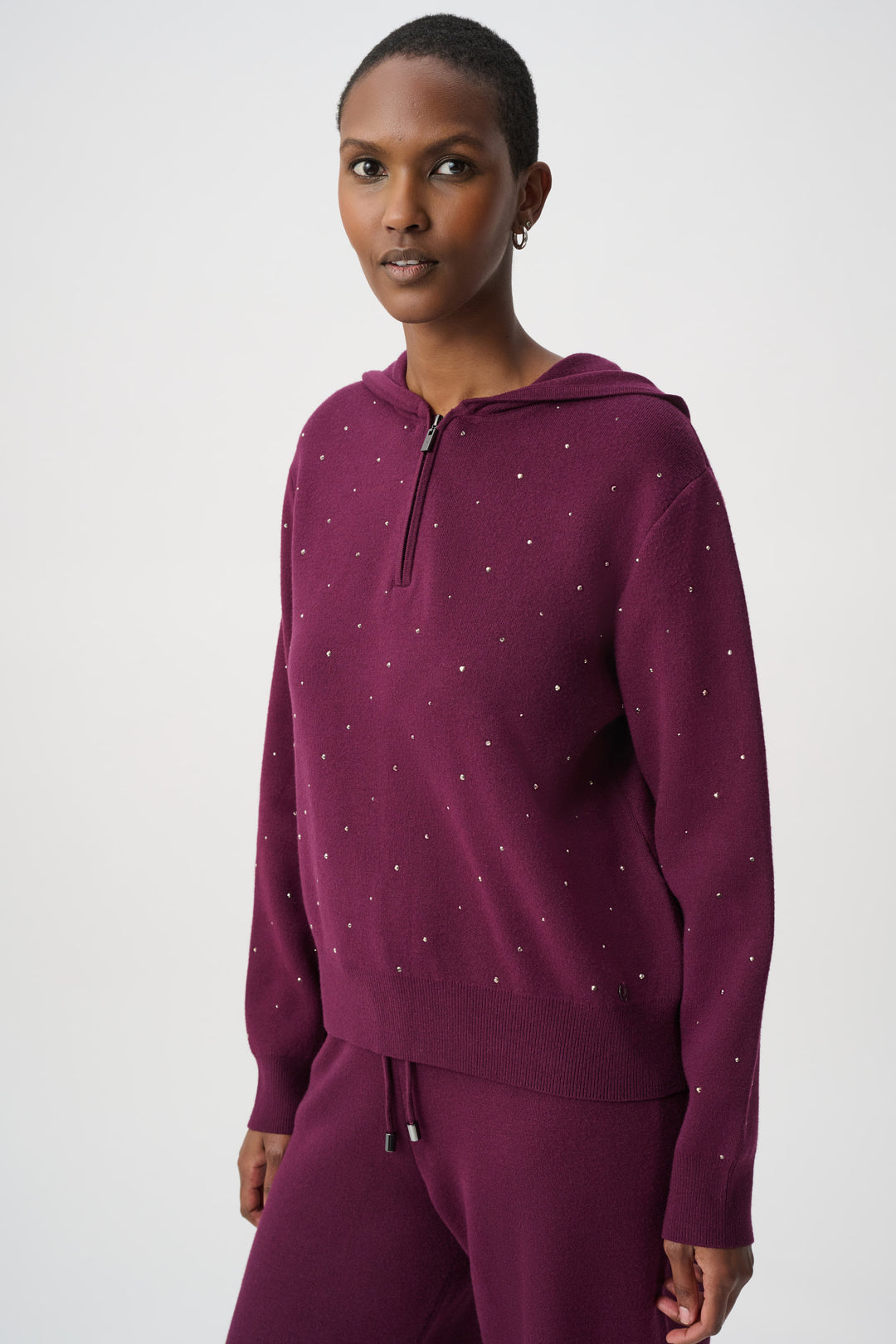 Embellished Hooded Pullover Sweater 264618