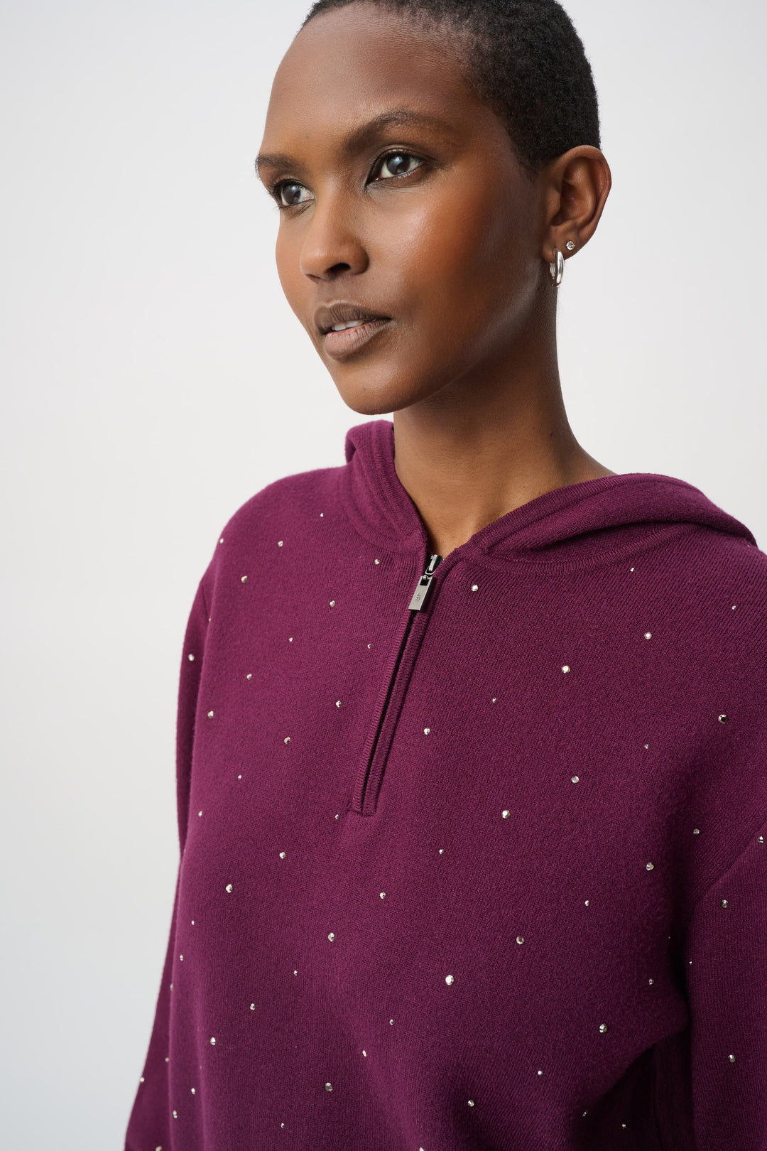 Embellished Hooded Pullover Sweater 264618