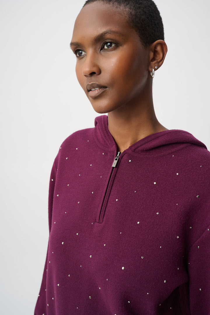 Embellished Hooded Pullover Sweater 264618