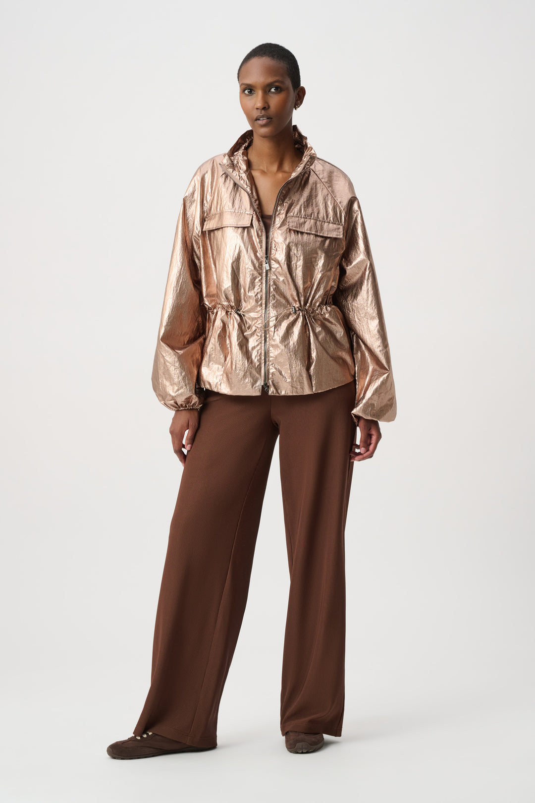 Metallic Nylon Cocoon Jacket 264621