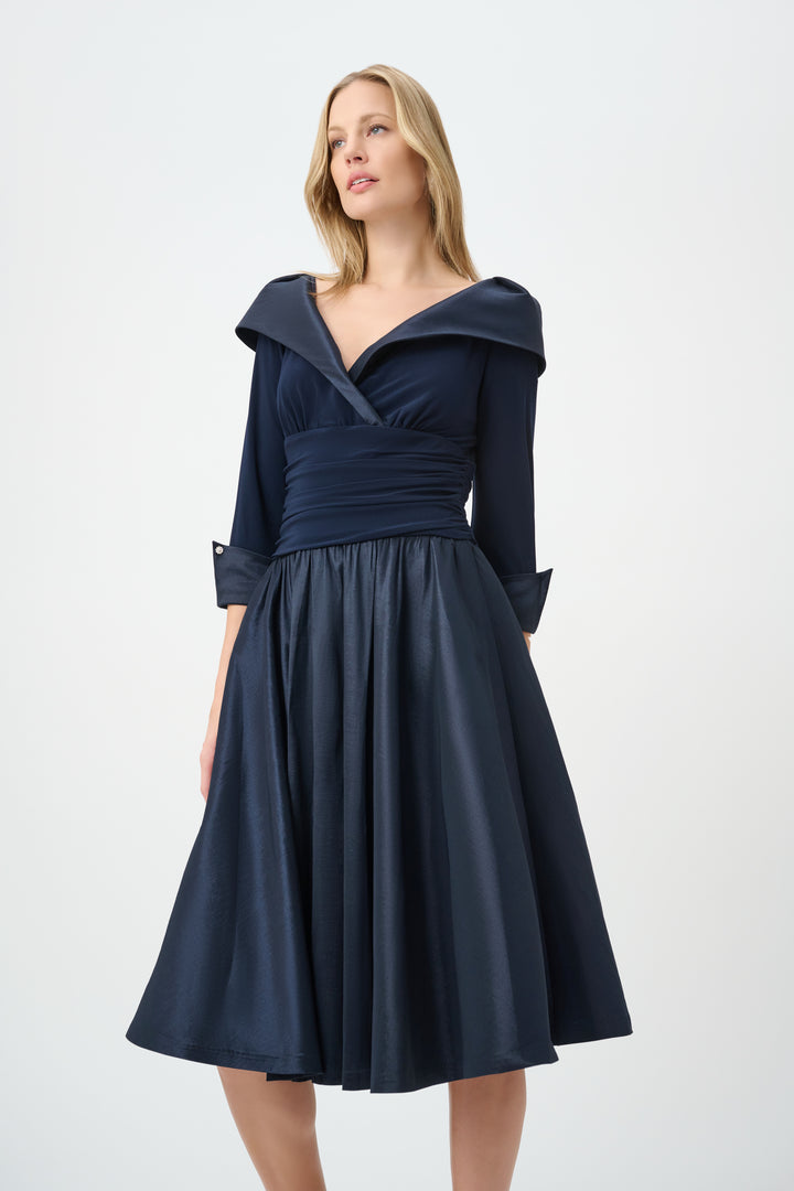 V-Neck Lapel Fit & Flare Dress 264723