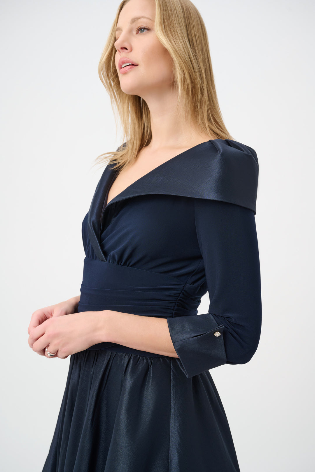 V-Neck Lapel Fit & Flare Dress 264723